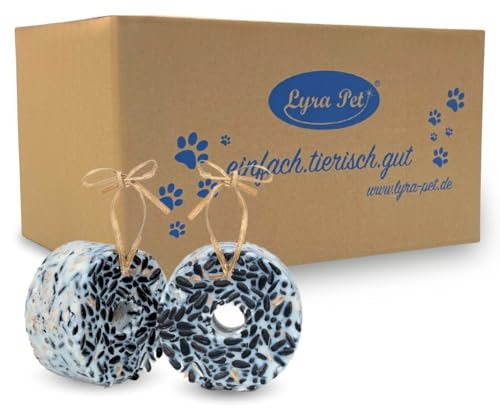Lyra Pet® 12 STK. Riesenring mit Sonnenblumenkernen je ca. 200 g Vögel | Wildvogelfutter zum Aufhängen - Wertvolle Energiequelle für Wildvögel - Ideal für Balkon & Terrasse - Für Sommer & Winter