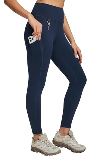 baleaf Hiking Walking Leggings for Women with Zip Pockets Outdoor Cargo Pants High Waist Quick Dry Blue XL
