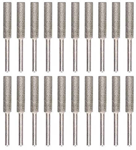 Punte Per Affilare La Pietra Per Affilare La Pietra da 20 Pezzi, Set di Utensili Girevoli Per Limatura, Punte Girevoli Per Pietra, Vetro, Incisione in Ceramica(5.5mm-Argento)