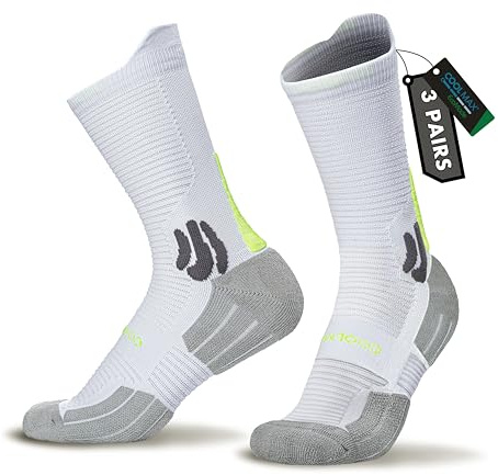 BRISIRA Coolmax Bamboo 3 Paia Calze Running Uomo Calzini Compressione da Corsa Trekking Uomo Con Traspiranti Cuscini di Supporto Anti-Vesciche, Sportivi Taglia 35-51