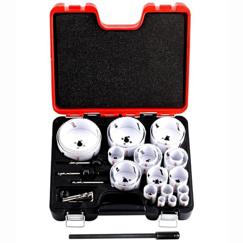 Bi Metal Hole Saw Kit, 30-Pieces All Purpose Combination Hole Saw Set Including 10 Extension, Sizes Range: 3/4 to 4-3/4, Increased Cutting Depth to 2, Ideal for Wood, Metal, PVC, Aluminum