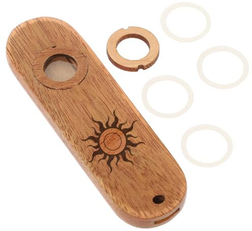 Teegxddy Holz Kazoo Tragbares Kazoo-Gitarren-Ukulele-Begleitinstrument aus Holz,mit 4 Stück Membranen und einem Membranring
