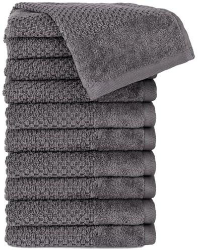 Pure Label Gästehandtuch 10er-Pack 30x50cm aus 100% Baumwolle - Anthrazit | 100% Baumwolle, weich & saugstark - Waschbar bis 60∘C, trocknergeeignet