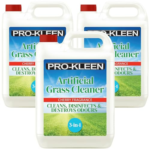Pro-Kleen Artificial Grass Cleaner and Disinfectant - 3 x 5L Super Concentrate: Makes 45 Litres - Perfect for Homes with Dogs. Cleans & Deodorises - Cherry Fragrance