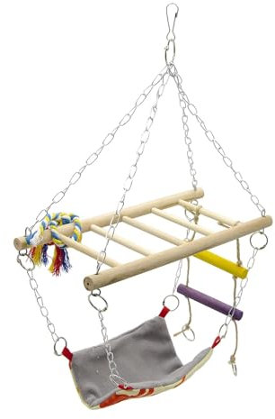 Fenteer Vogel Papagei Käfig Hängematte Vogelbedarf Spielzeug Vogelhäuschen Interaktives Spielzeug Haustier Hängeleiter Hängender Vogelkäfigständer für Conures