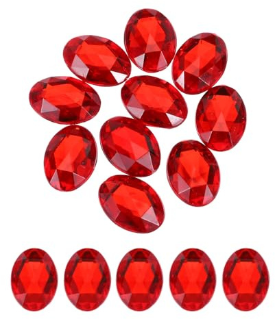 QUARKZMAN 10 Stück Strasssteine Knallrot, 40x30mm, Glitzersteine zum Basteln und Rhinestones, für DIY Basteln, Perlen, Hochzeit Party, Kostüme, Schmuckherstellung