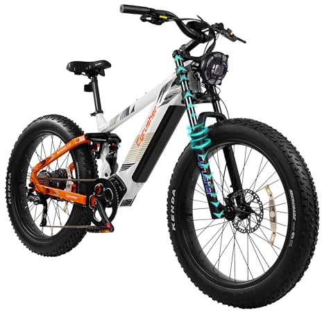 Extrbici Vélo Électrique en Aluminium Ranger 26Pouces, 250W 25 km/h 52V 20Ah 1040Wh 128 km, Amortisseur à air, Freins à Disque Hydrauliques