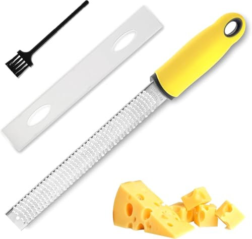 Norhogo Zesteur pour cuisine, gingembre, ail, muscade, ail, orange, chocolat, légumes, fruits, lame tranchante en acier inoxydable + housse de protection, orange