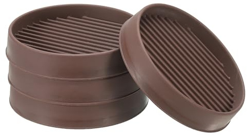 PATIKIL 3 Round Rubber Furniture Pads, 4 Pack Non Slip Caster Cups Anti Skid Floor Protectors for Furniture Feet Bed Couch Chair Table Stopper, Brown
