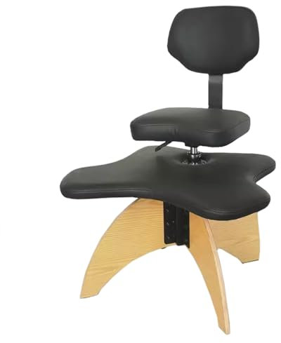 LULUMAIC Kniestuhl, Meditationsstuhl mit Rückenstütze, gekreuzter Bein-Bürostuhl mit Holzbeinen, ergonomischer Schaukel-Kniestuhl, Kreuzhocker für Yoga-Computerarbeiter (schwarz, Einheitsgröße)