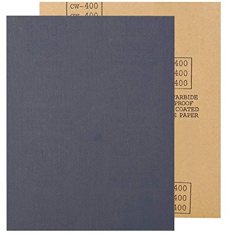 Papel de Lija Seco y Húmedo de Grano P400 - Papel de Lija Impermeable Marrón café para Madera, Metal y Acabado - Papel Abrasivo Duradero de Grano Fino para Proyectos de Bricolaje