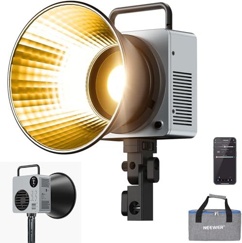 NEEWER 80W LED Videolicht mit 72Wh Akku und 100W PD Adapter APP/2.4G Steuerung Tragbares zweifarbiges Mini COB Studio Dauerlicht 25500lx/1m 2700-6500K 0-100% Dimmen CRI95+ 13 Szenen, HB80B