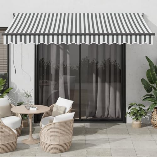 IKAYAA Markise 350x250 Gelenkarmmarkise Markise mit Handkurbel Markisen Balkon Sonnenmarkise Terrassenmarkise Sonnenschutz-Anthrazit und-350 x 250 cm