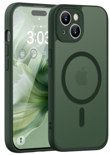 ORDA für iPhone 15 Hülle, Kompatibel mit MagSafe, Grün | Vollständiger Kameraschutz, Stoßfest Kratzfest Haltbarkeit, Transluzente Rückseite, Matt Magnetische Handyhülle