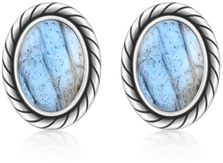 Unique Gems Boucles d'oreilles clous en Labradorite 2.2 carats pour femme pendentif en argent 925 qualité bijouterie