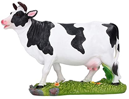 Qcwwy Statue d'animal de Ferme de Vache, Figurine de Vache en Résine, Modèle de Bétail Réaliste pour la Décoration de Jardin, 22x17cm pour la Maison et l'extérieur