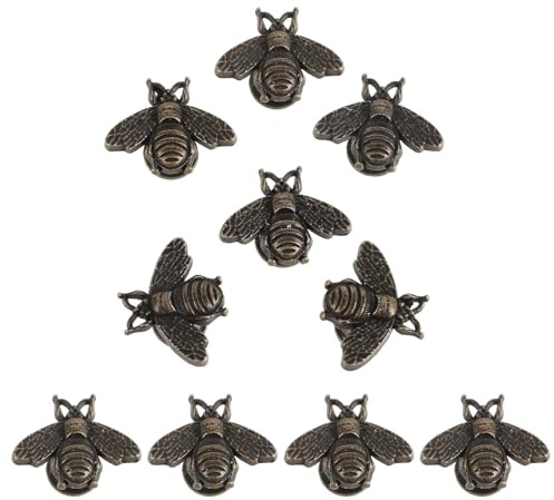 VILLCASE 10pcs Wardrobe Door Handle Bee Shaped Vintage Knobs for Dresser Cabinet Pulls Decorative Drawer Knobs Single Hole Handles for Kitchen Cupboards Wardrobe Doors