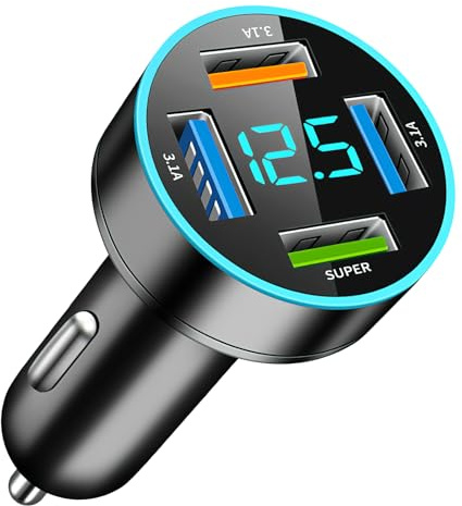 4 Port 66W USB Car Charger Adaptor with Quick Charge 3.0, 12V/24V USB 3.1 | Multi Car Cigarette Lighter Phone Charger, Compatible with Power Banks, Galaxy, Phones, Pads, iOS and Android