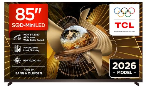 TCL 85X11L Televisor 85 Pulgadas SQD-Mini LED 4K Smart TV, HDR 10000 nits, 14400 Local Dimming, 144Hz Game Accelerator 288Hz FHD, Bang & Olufsen, Dolby Vision IQ, Procesador TSR AiPQ, Google TV | 14.400 zonas de atenuación, Dolby Vision IQ y Atmos, VRR 144Hz, diseño ZeroBorder, Bang & Olufsen