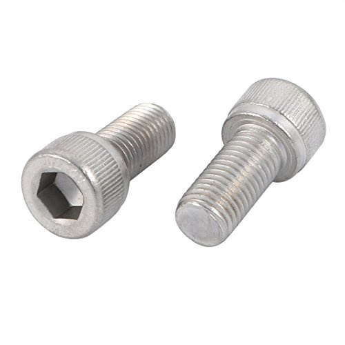 sourcing map 2 Stück Zylinderschrauben M10x20mm 1,25mm Tonhöhe | Innensechskantkopf Schraube, 304 Edelstahl