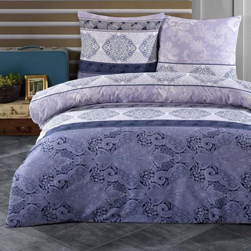 Buymax Bettwäsche 200x220 cm – Bettwäsche Set 3-teilig 200 x 220 cm, Renforcé 100% Baumwolle, Bettbezug mit 2 Kissenbezügen 80x80 cm, Oeko-TEX, Reißverschluss, weich und atmungsaktiv
