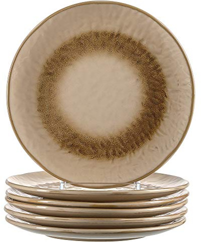 Leonardo Matera Keramik-Teller 6-er Set, spülmaschinengeeignete Speise-Teller, Essteller mit Glasur, 6 runde Steingut-Teller beige, Ø 22,5 cm, 018534