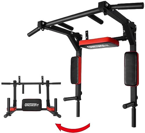 ONETWOFIT Schwerlast multifunktionelle Klimmzugstange für die Wandmontage, Pull-Up-Bar Trainingsstange Dip-Station für das Training zu Hause, Power Tower Trainingsgewicht bis zu 200kg OT126