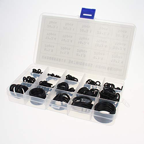 Othmro Rubber O Ring Sealing Gasket Washer Seal Metric Nitrile O-Ring Assortment Set Black 200pcs