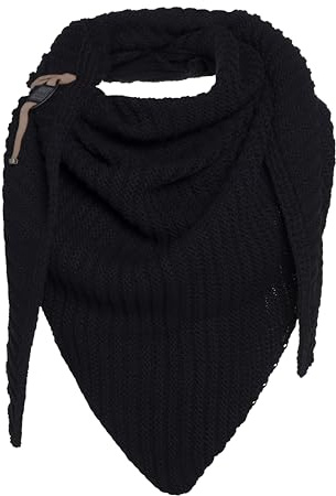 KNIT FACTORY - Demy Dreiecksschal - Damen Strickschal mit Wolle - Winterschal - Herbst & Winter Essentials - Winter Dreieckstuch - Tuch Schal für Winter - Hochwertige Qualität - 190x85 - Schwarz
