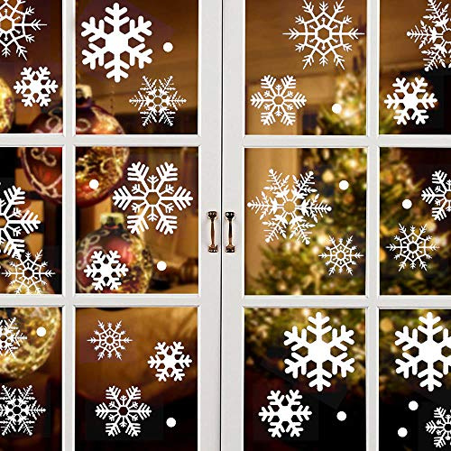 Schneeflocken Fensterbilder Weihnachten Selbstklebend, Weihnachtsdeko Fenster 96 Fensterbild Weihnachts Wiederverwendbar Statisch Winter Groß Fensteraufkleber Weihnachten Fensterdeko Innen Deko