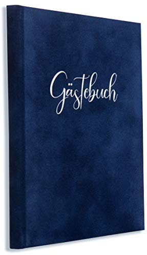 online-stammbuch Gästebuch aus Samt in Blau zur Hochzeit, Taufe, Geburtstag, Konfirmation, Ferienwohnung, UVM. 23x18 cm, 124 Seiten