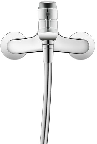 Duravit No.1 Wannenarmatur Aufputz für 2 Verbraucher, Einhebel-Wannenmischer mit Keramikmischsystem und Rückflussverhinderer, chrom