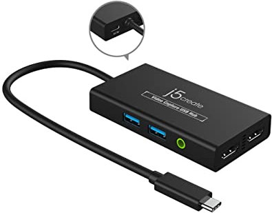 j5create Video Capture Card with PD 60W pass-through charging, built-in multi-function hub, work with Quest 3, Suitable for Live Streaming, Gaming (JVA01)