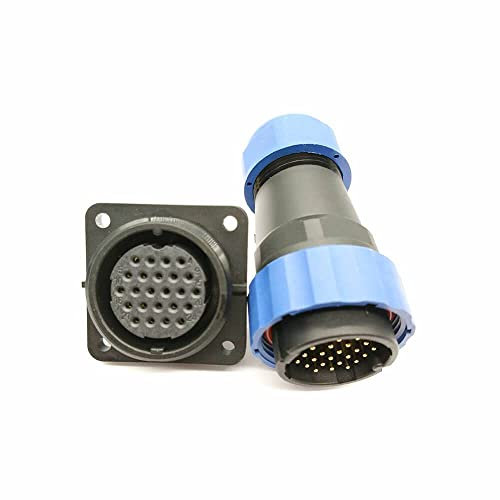 Elecbee Wasserdichter Connetor SP29 24-poliger Luftfahrt-Steckverbinder gerader Stecker und Buchse 4-Loch-Flansch