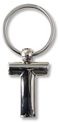 if Porte-clés en métal avec lettres de l'alphabet T personnalisables, 7 cm, argenté, Argenté., 7 cm, Classique