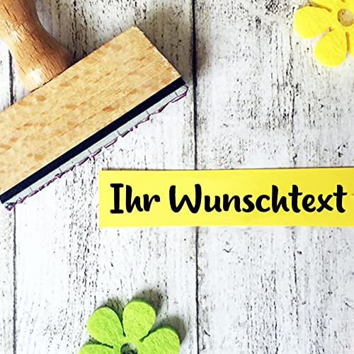 Stempelfritz Holzstempel 40x15mm - 4 Zeilen - mit Wunschtext personalisierbarer Namensstempel, Adressstempel oder Textstempel