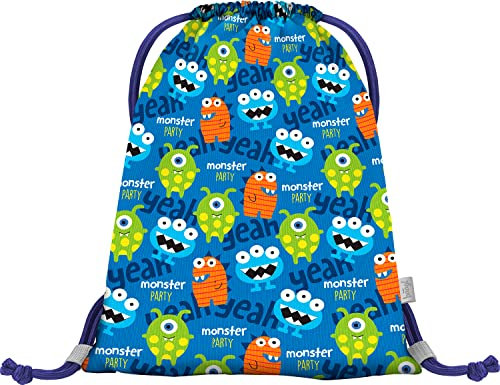 Baagl Turnbeutel Kindergarten, Sportbeutel für Jungen, Turnsackerl Kinder Sport Beutel Schuhbeutel Sportsack (Monsters)