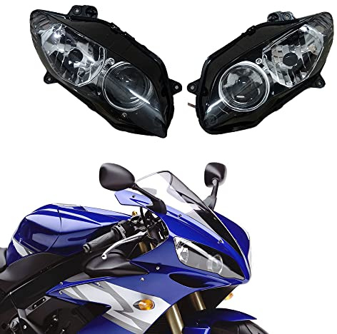 Aoicils Motorcycle Headlight Headlamp Assembly Fit for Yamaha YZF1000 R1 2004 2005 2006 YZF-R1 04 05 06 Motorbike Plastic Headlight Front Head Lamp