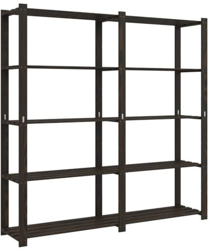 vidaXL Lagerregal mit 5 Böden Schwarz 170x38x170 cm Massivholz Kiefer