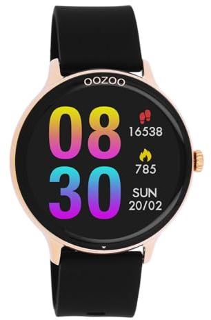 Oozoo - Vielseitige Smartwatch Damen mit 20mm Silikonarmband | Fitnesstracker mit Pulsmesser, Schrittzähler & Schlafmonitoring | Smartwatch rund IOS & Android kompatibel | 33mm Touchscreen | IP67