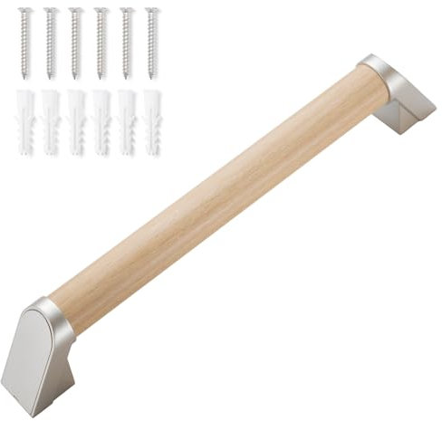 modunful Barre d'Appui de Douche en Bois pour Salle de Bain, Poignée de Baignoire Sécurité, Barre d'Appui WC Imperméable Antidérapant, 30cm Poignée Murale pour Personnes Âgées