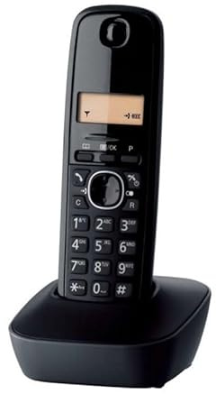 Téléphone sans Fil Noir avec Design Ergonomique, Technologie DECT et écran LCD, idéal pour Usage Domestique et Bureau.
