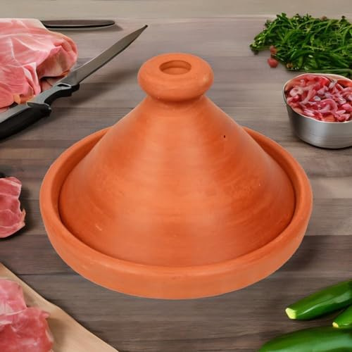 Marokkanische Tajine, Kochtopf Ø 26cm, Unglasiert, Tontopf zum Kochen für 1-3 Personen, original aus Marokko, frei von Schadstoffe