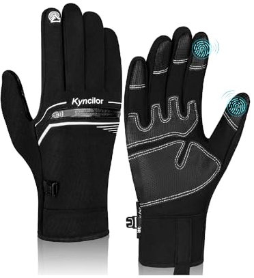 IRYNA Winter Thermo Handschuhe Herren Damen,Fahrradhandschuhe Winddichte Wasserdicht Elastisch rutschfest Touchscreen Handschuhe Radsporthandschue Sporthandschuhe Laufhandschuhe (Schwarz, L)