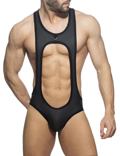 Duohropke Jockstrap Singlet Body Straps Maillot Jumpsuit Leotard Sexy Mesh Sous-vêtements Noir, L