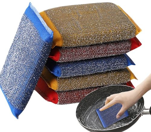 Rurunklee Stahlschwamm Gegen Hartnäckige Verschmutzungen, Länger Haltbar, Hygienische Reinigung, 6er Pack