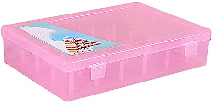 susiodeu Sytrådslåda 42 spolar Plastförvaring Hushållsbroderi Sy Art Craft Dubbellås Dammtät behållarehållare, Rosa