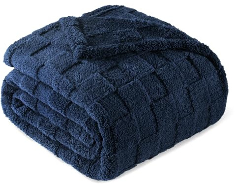 Exclusivo Mezcla Kuscheldecke Flauschig 150x200 cm Fleecedecke Sofadecke | Weich, Leicht, Atmungsaktiv, Karierte Decke, Bett, Sofa, kuschelig, Wohndecke, Bettüberwurf, alle Jahreszeiten, Marineblau