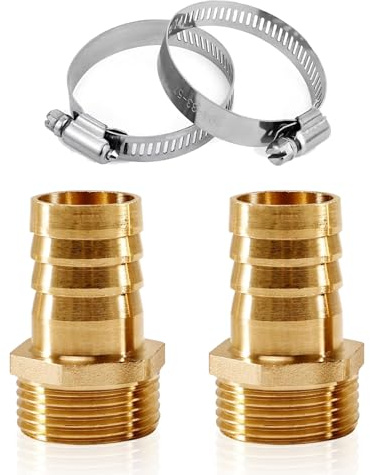 YOUZMY 2 Stück 1 Zoll Messing Schlauchtülle,Messing Schlauchverschraubung 1 AG x 25mm (1) Tülle Schlauchanschluss, Schlauchanschluss Stecker Adapter,1 Zoll Außengewinde Adapter (1 AG x 25mm)
