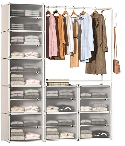 porta battenteappendiabitiStand Appendiabiti Autoportante in Metallo,Multifunzionale Attaccapanni a Terra da Camera Ingresso, 9 Ripiano Dell'organizzatore, Cabina Armadio Componibile 128x32x160cm